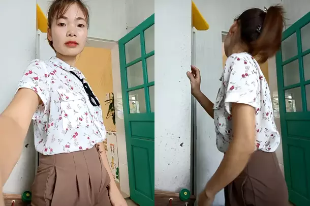 Người phụ nữ trẻ mũm mĩm hét lên rằng nó quá to và quá dày